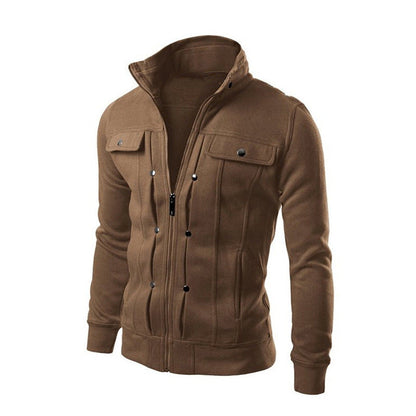 Herren Fleecejacke Modern mit Kragen und Taschen