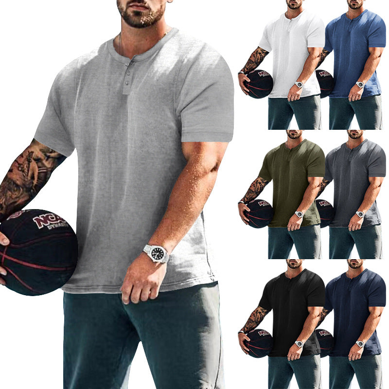 Herren Kurzarm-Shirt Baumwoll Mix Knopfdesign Casual - BerlinGlamour