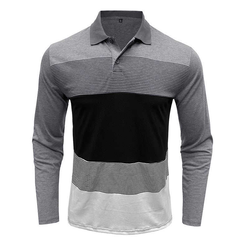 Herren Polo-Shirt Langarm Streifen Modern