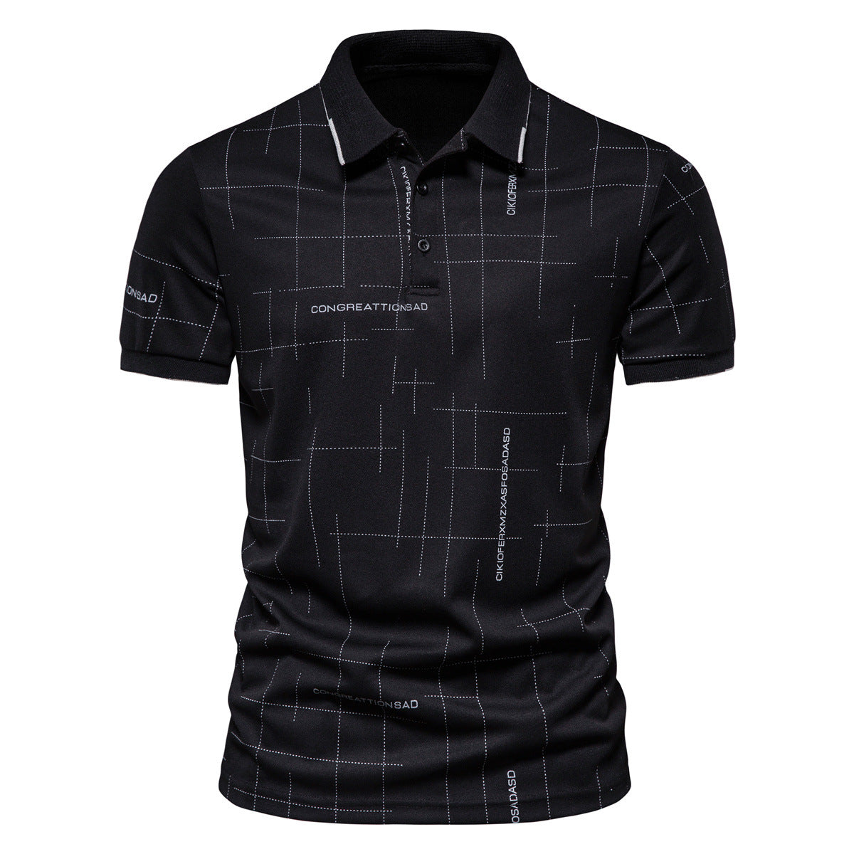 Herren Polohemd Modern Grafik Print Slim Fit