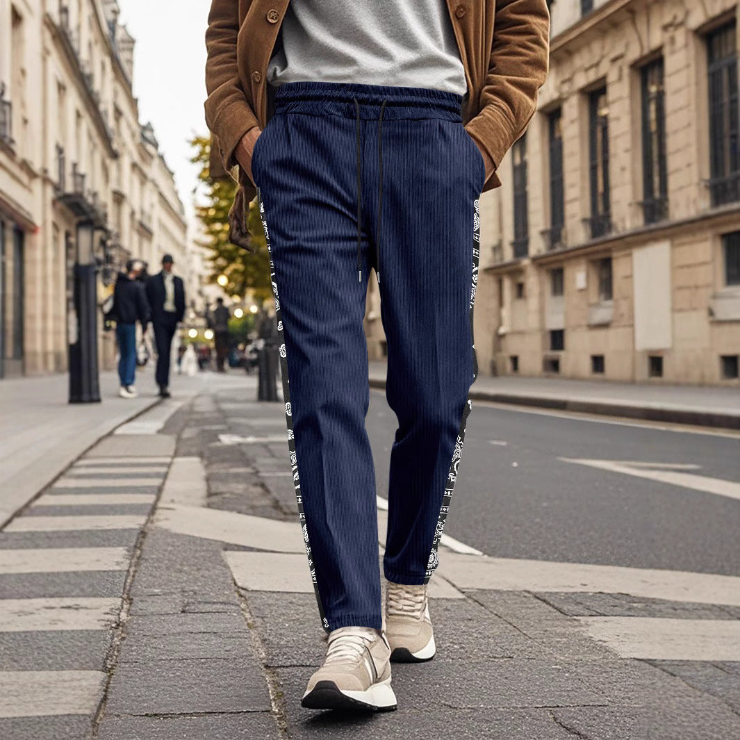 Herren Jogginghose Elastisch Mit Seitlichem Grafikdesign - BerlinGlamour