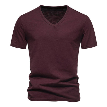 Herren T-Shirt V-Ausschnitt atmungsaktiv Baumwolle Komfort Fit