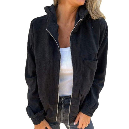 Damen Cordjacke Slim Fit mit Taschen Braun