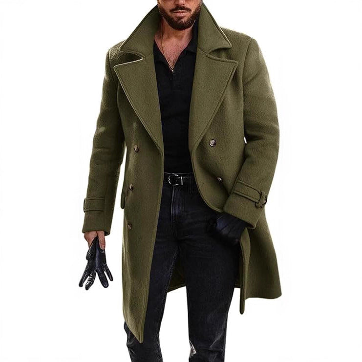 Herren Langmantel Eleganter Doppelknopf Schwarz - BerlinGlamour