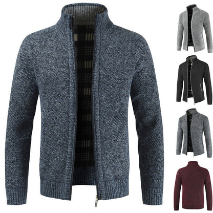Herren Strickjacke Warm Plüschfutter Hochkragen - BerlinGlamour