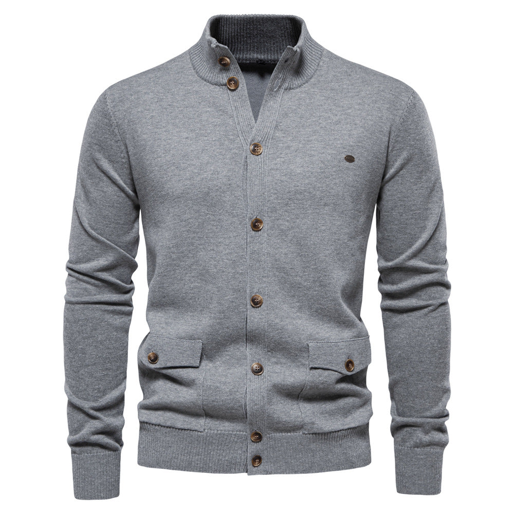 Herren Strickjacke Modern Stehkragen Knöpfe