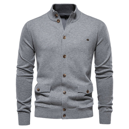 Herren Strickjacke Modern Stehkragen Knöpfe