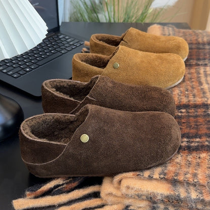 Damen Hausschuhe Veloursleder Weich Warm Bequem