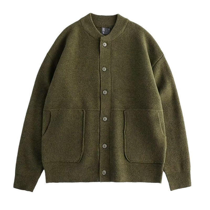 Herren Strickjacke Lässig Mit Taschen Druckknöpfe