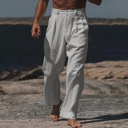 Herren Leinenhose Bequem Weit Schnitt Sommerhose