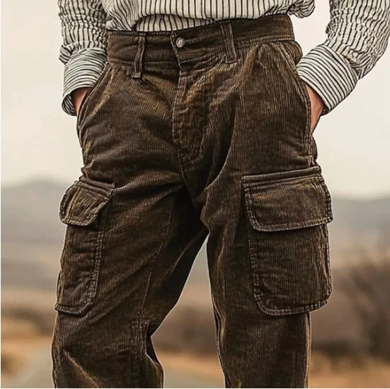 Herren Cargo-Hose Weich Cord Bequem Praktisch