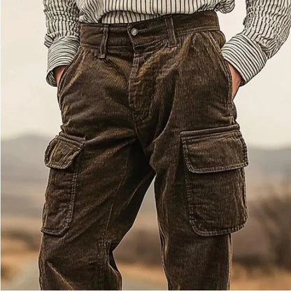 Herren Cargo-Hose Weich Cord Bequem Praktisch