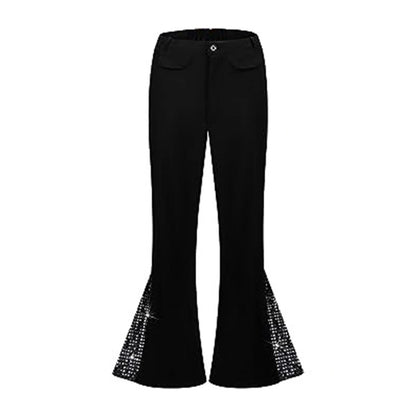 Herren Tanzhose Glitzer Schößchen Elegant Schwarz