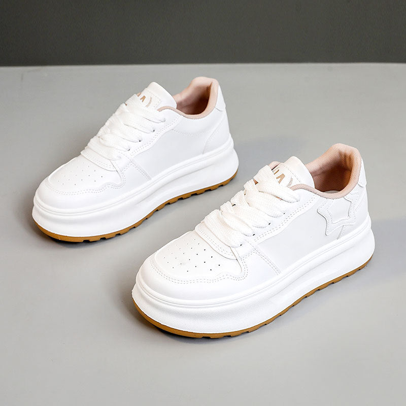 Damen Plateau Sneaker Sportlich Komfortabel Glänzend