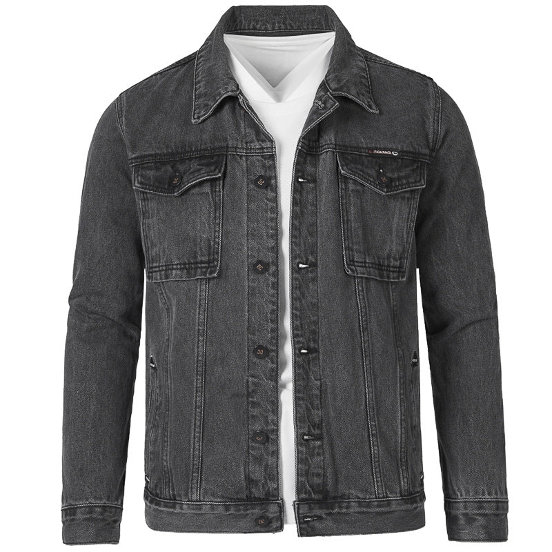 Herren Jeansjacke Slim Fit Modern mit Taschen und Nieten