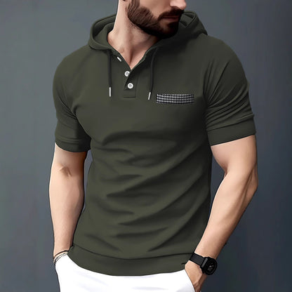 Herren Poloshirt Kurzarm Hoodie Modern Style