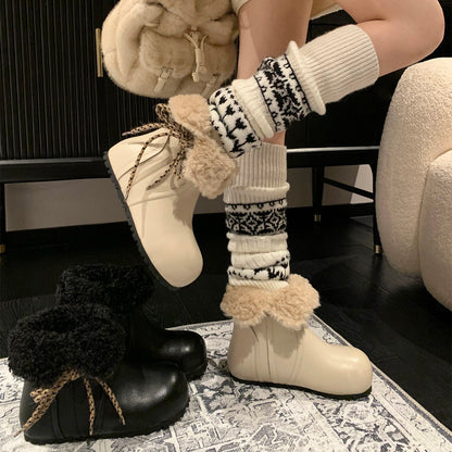 Damen Winterstiefel Warm Kuschelig Schnürstiefel