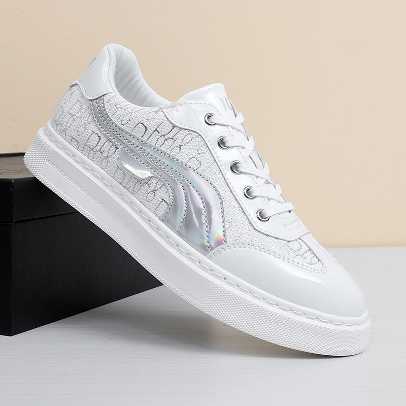 Damen Sneaker Glanz Optik Grafik Design Trendy