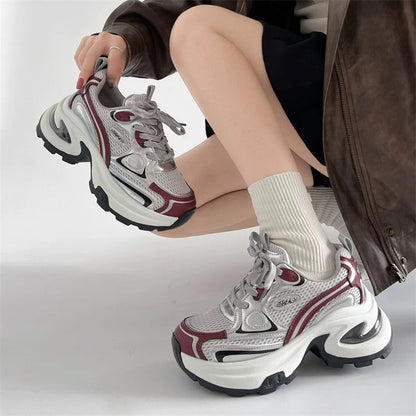 Damen Sneaker Sportlich Chunky Laufschuhe mit Dämpfung