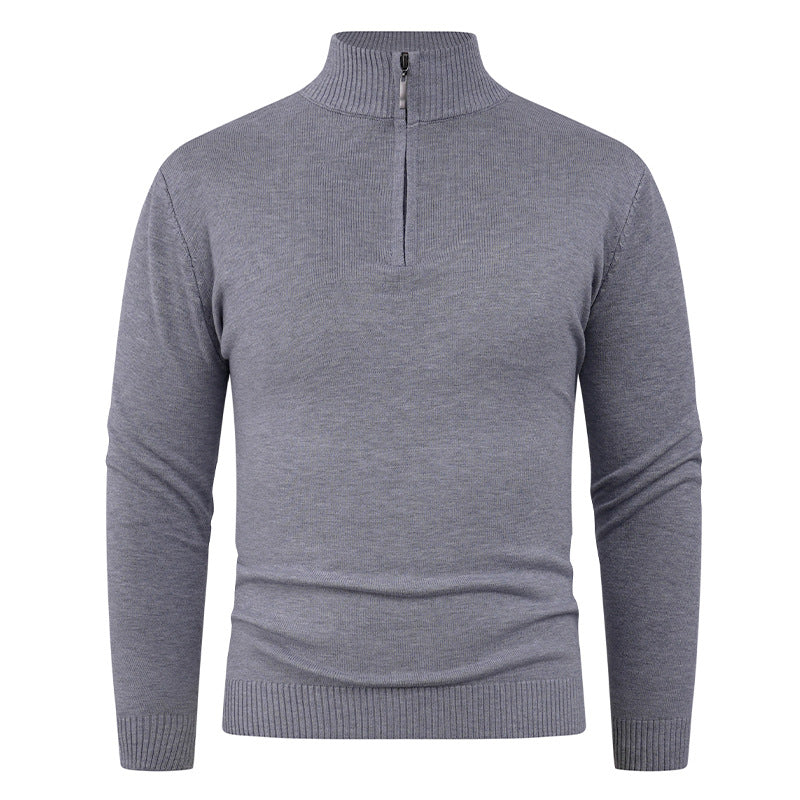 Herren Strickpullover Hochkragen Reißverschluss Warm