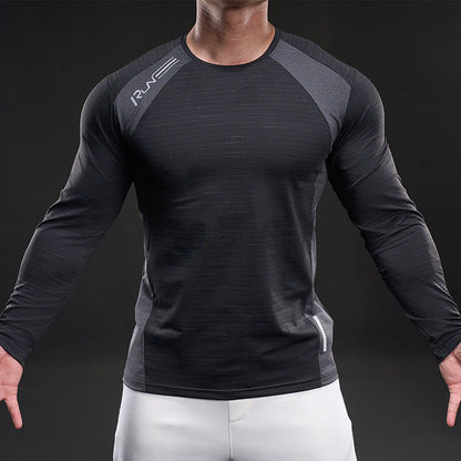 Herren Laufshirt Atmungsaktiv Langarm Mesh Funktionsshirt