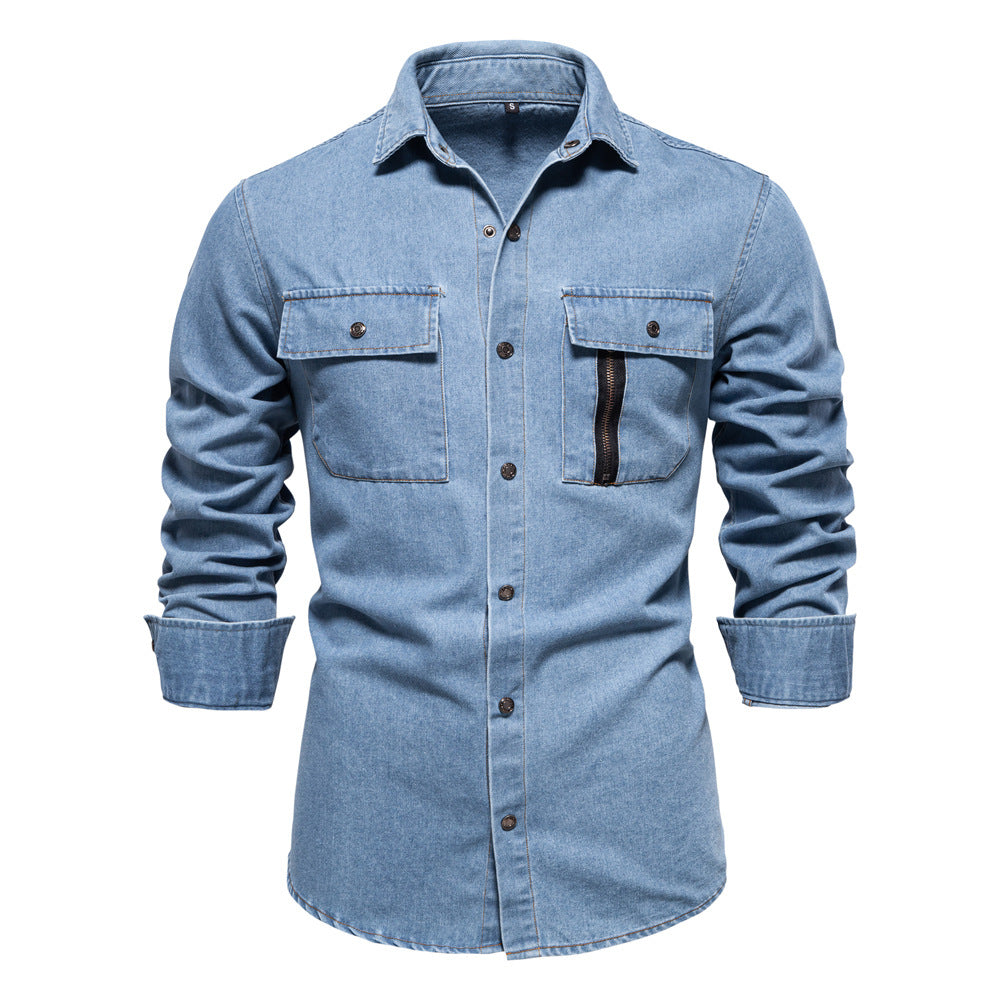 Herren Jeanshemd Modern Slim Fit Blau