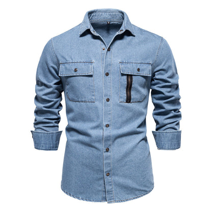 Herren Jeanshemd Modern Slim Fit Blau