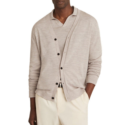 Herren Strickjacke Lässig V-Ausschnitt Knopf Detail Modern