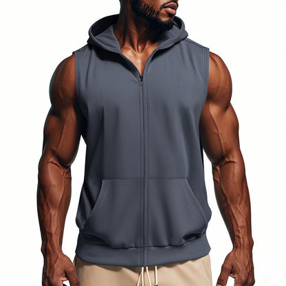 Herren Trainingsjacke Ärmellos Funktionell Mit Taschen Reißverschluss