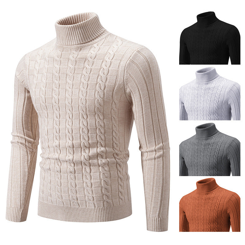 Herren Rollkragenpullover Strickt Zopfmuster Modern - BerlinGlamour