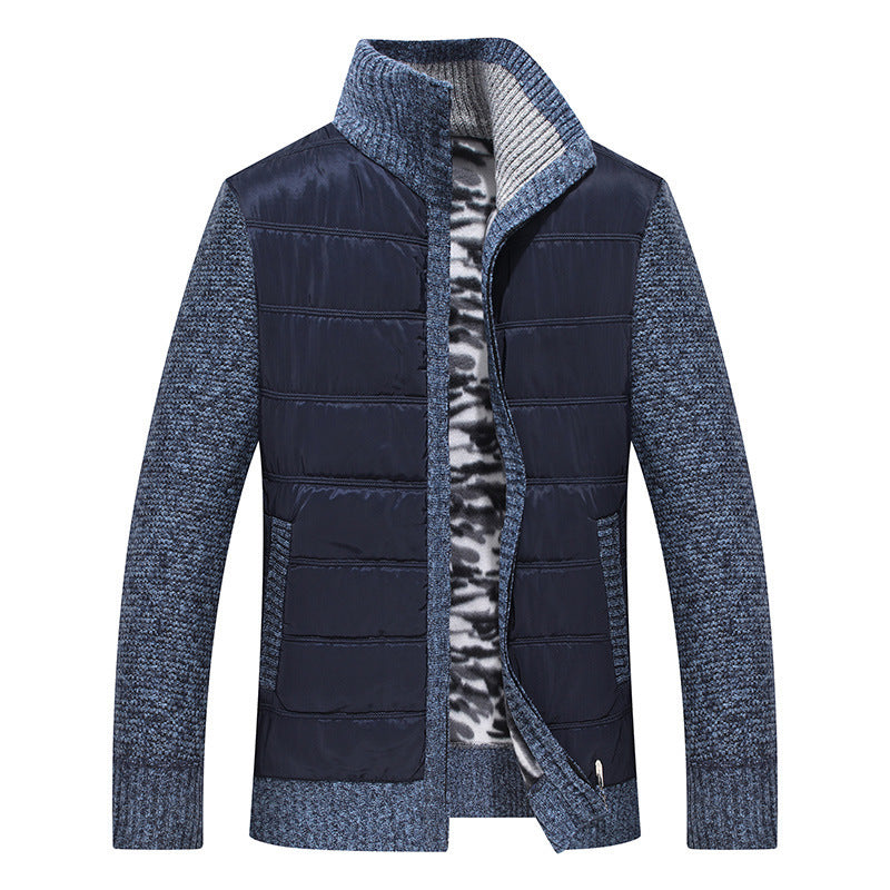 Herren Steppjacke Warm Gefüttert Kragenhoher Wintermantel