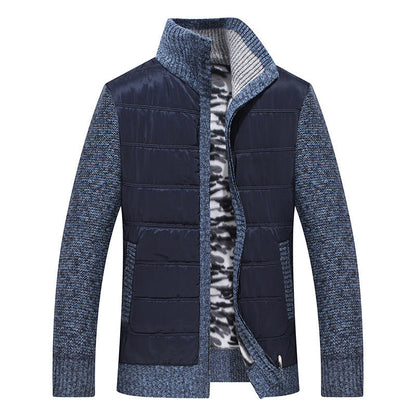 Herren Steppjacke Warm Gefüttert Kragenhoher Wintermantel