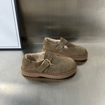Damen Clogs Warm Bequem mit Schnallenverschluss