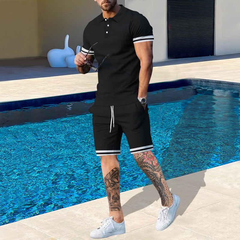 Herren Sportset Poloshirt Shorts Modern Sommer