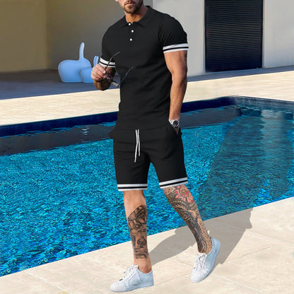 Herren Sportset Poloshirt Shorts Modern Sommer