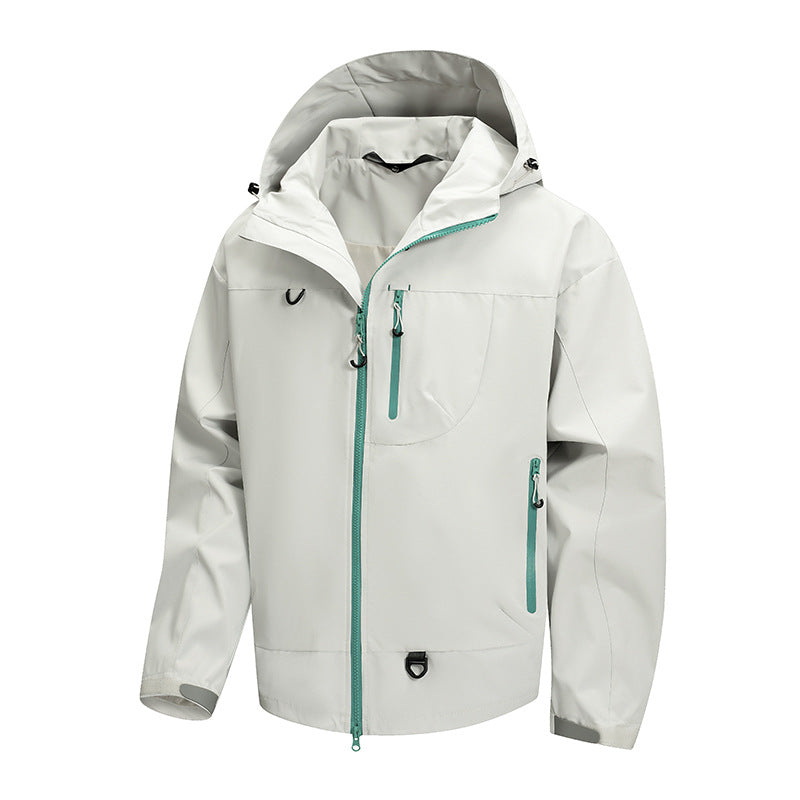 Herren Outdoor-Jacke Wasserdicht Verstellbares Kapuzen-System