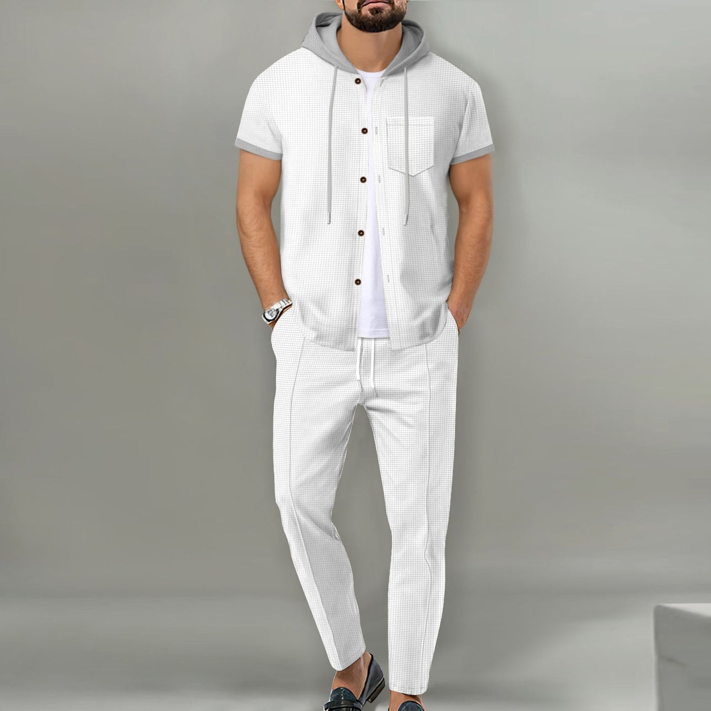 Herren Set Hemd Hose mit Kapuze Modern Berlin Style