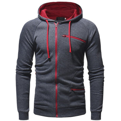 Herren Hoodie Funktionstaschen Reißverschluss Modern