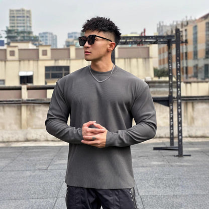 Herren Langarmshirt Rippstoff Lässig Modern Berlin