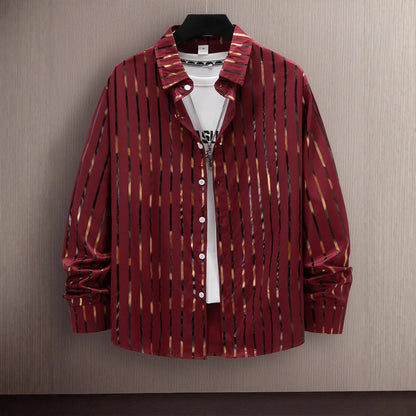 Herren Langarmhemd Modernes Streifenmuster Elegantes Design