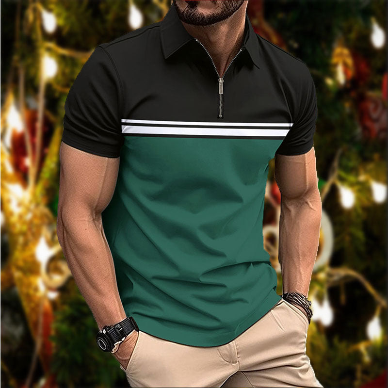 Herren Poloshirt Sportlich Kurzarm Streifen Modern