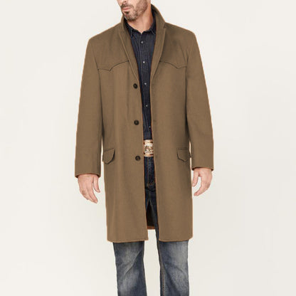 Herren Langmantel Westernstil Elegant Leder Optik