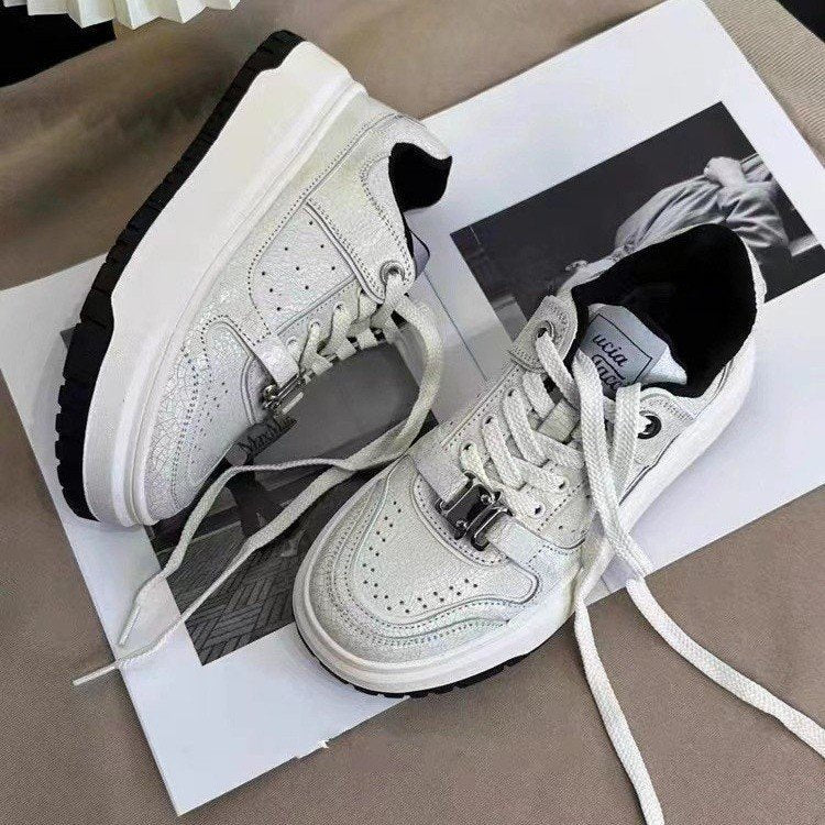 Damen Sneaker Plateau Sportschuhe Schnürsenkel Modern