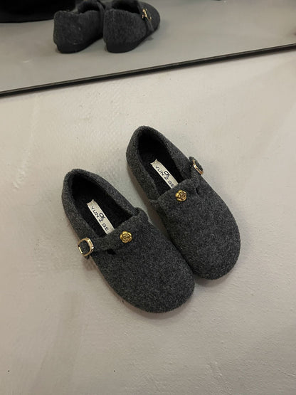 Damen Filzschuhe Elegante Schnalle Warm