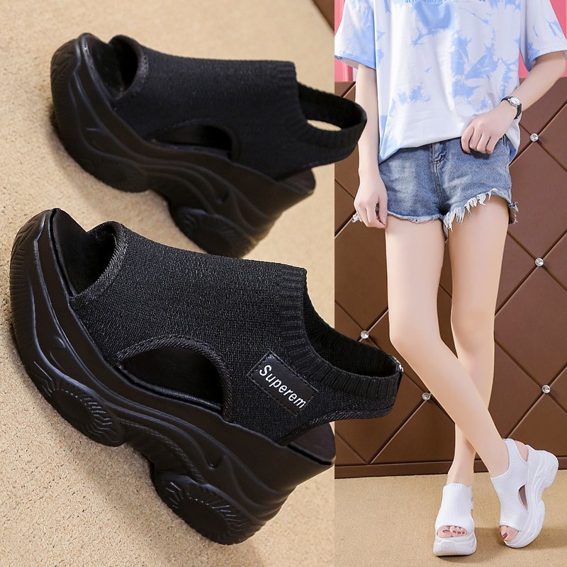 Damen Plateau Sandaletten Sportlich Elastisch Modern - BerlinGlamour