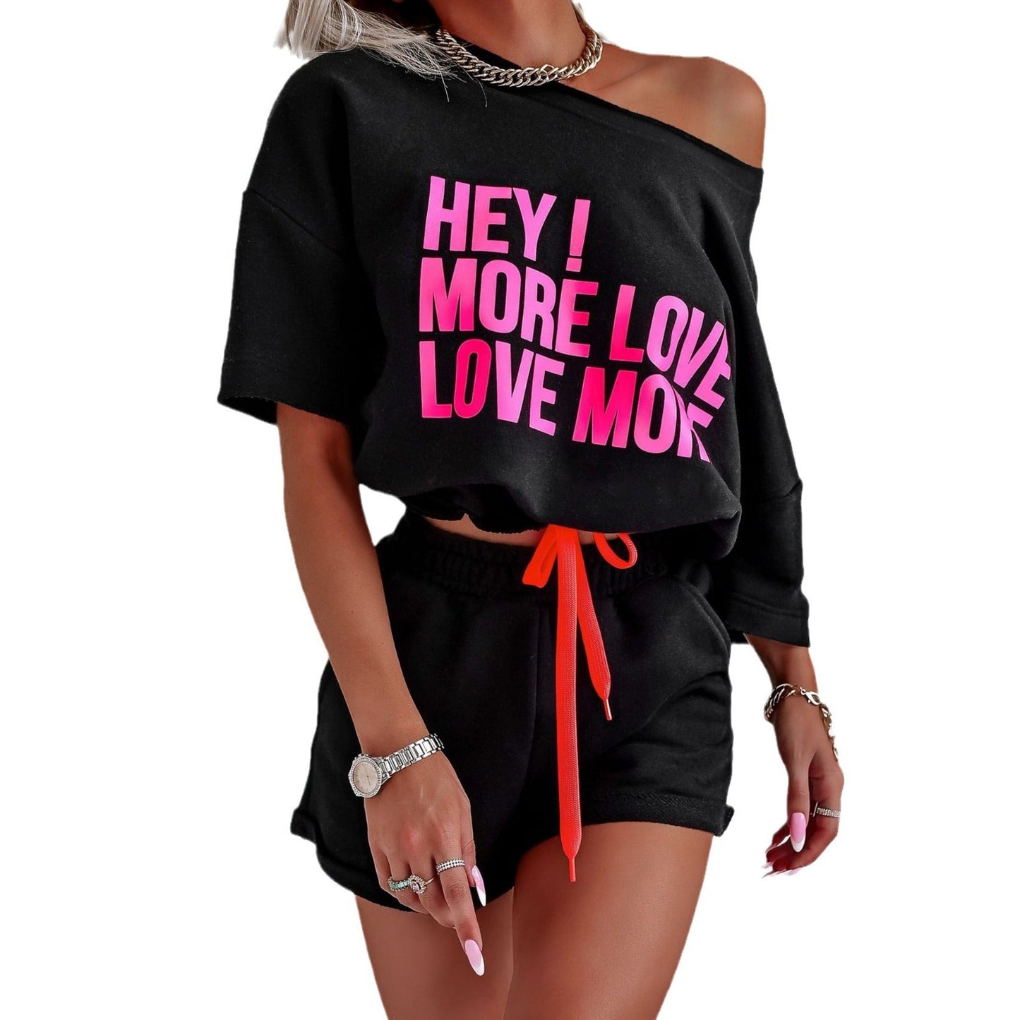 Damen Loungewear Set mit Grafikdruck Elastisch Modern