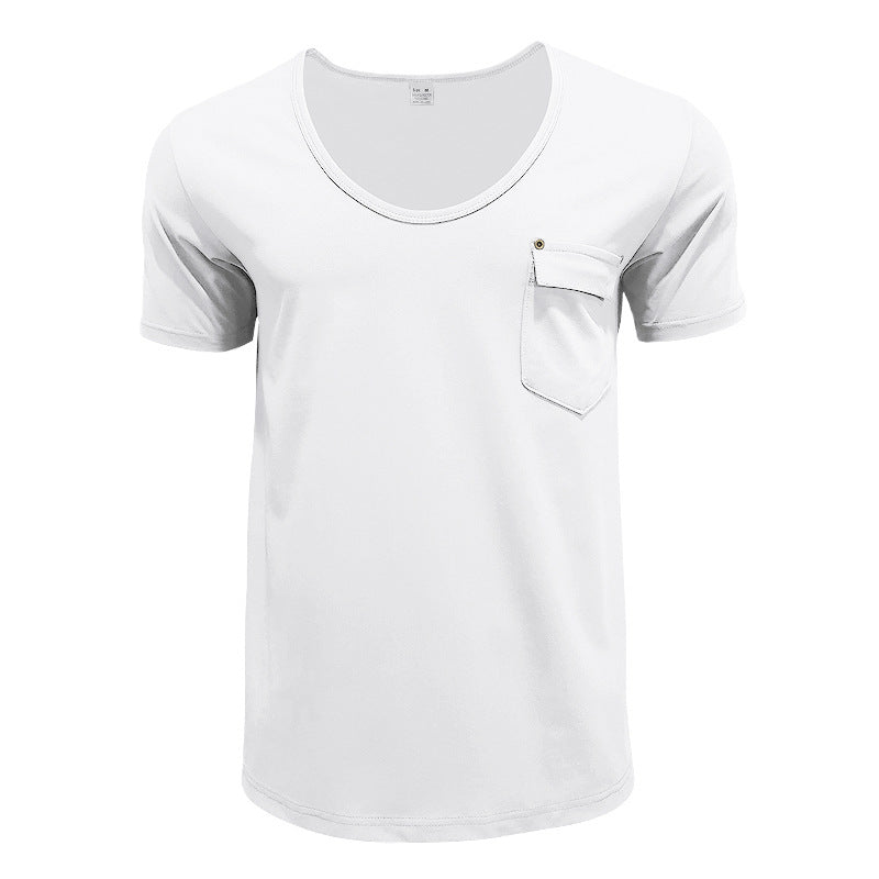 Herren T-Shirt V-Ausschnitt mit Brusttasche Casual Berlin