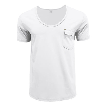Herren T-Shirt V-Ausschnitt mit Brusttasche Casual Berlin