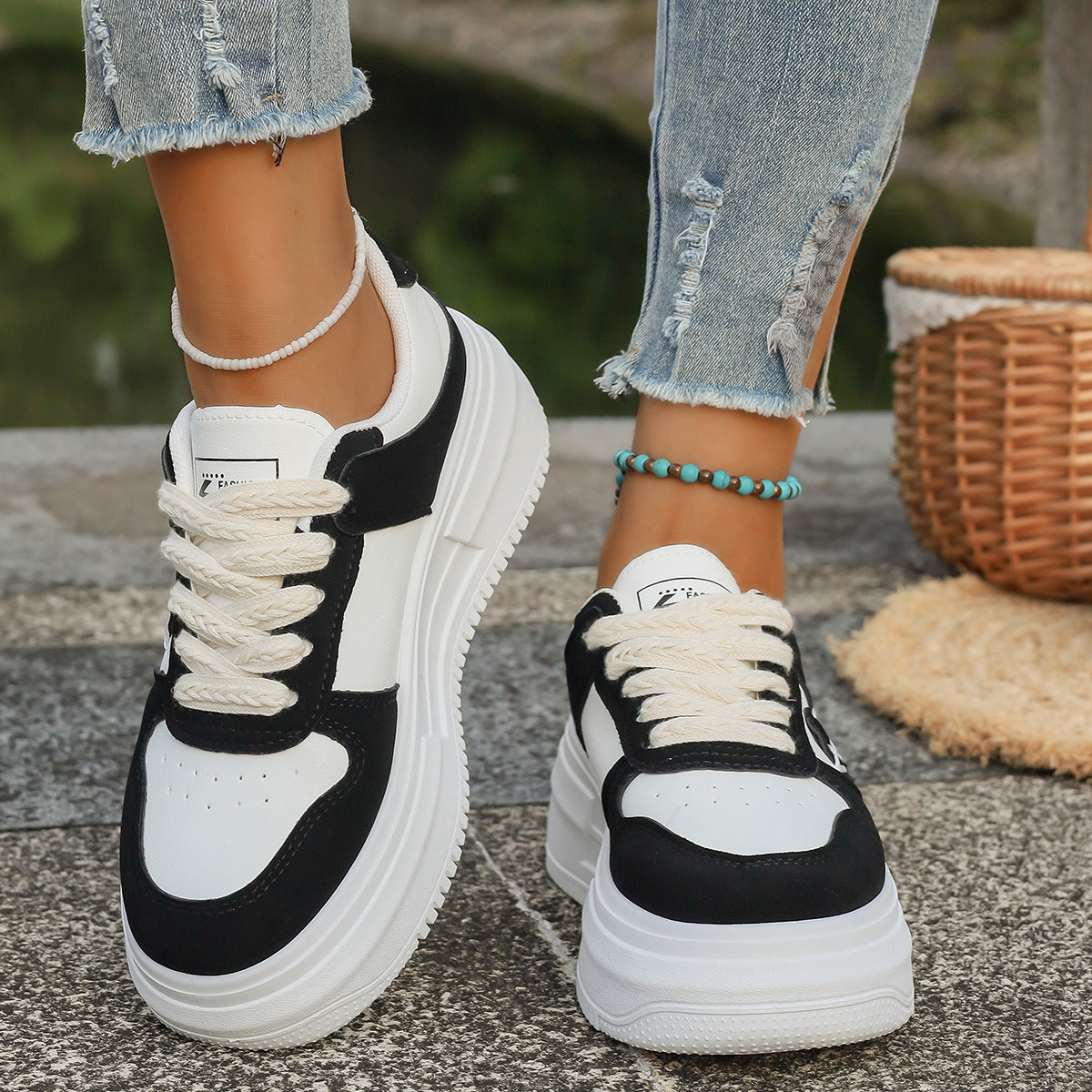 Damen Plateau Sneaker Trendy Modisch Hochzeitsschuhe