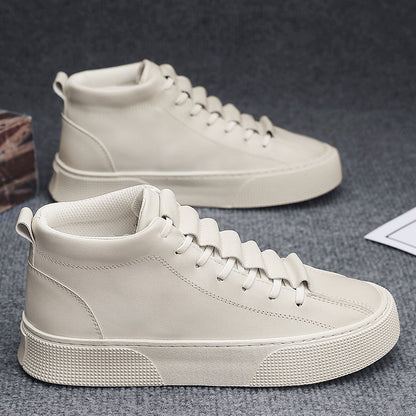 Damen Sneaker High-Top Kunstleder rutschfest Schwarz Mode